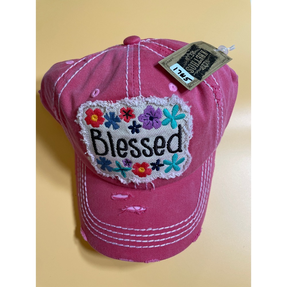 KBETHOS Baseball Cap Women's Pink NWT Blessed Floral‎ Distressed Embroidered Hat